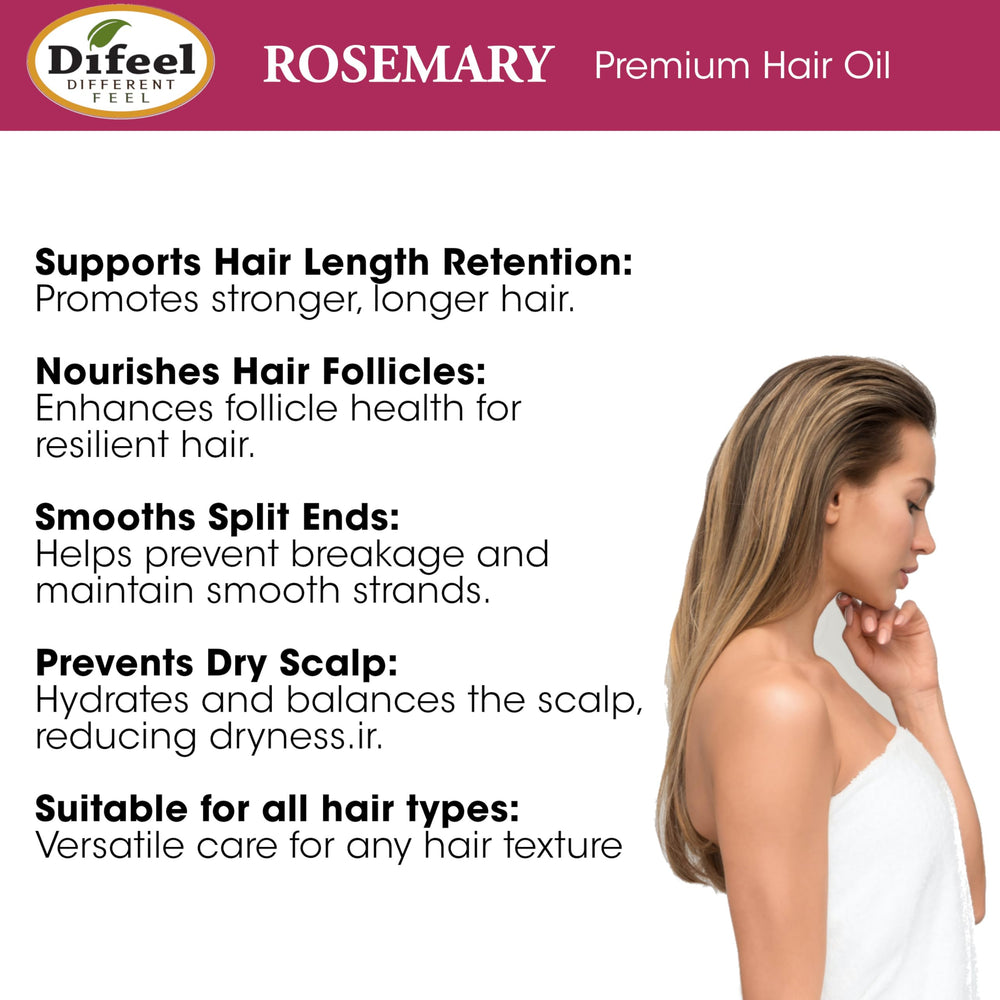 Difeel Rosemary Premium Hair Oil smoothing split ends on hair strands
