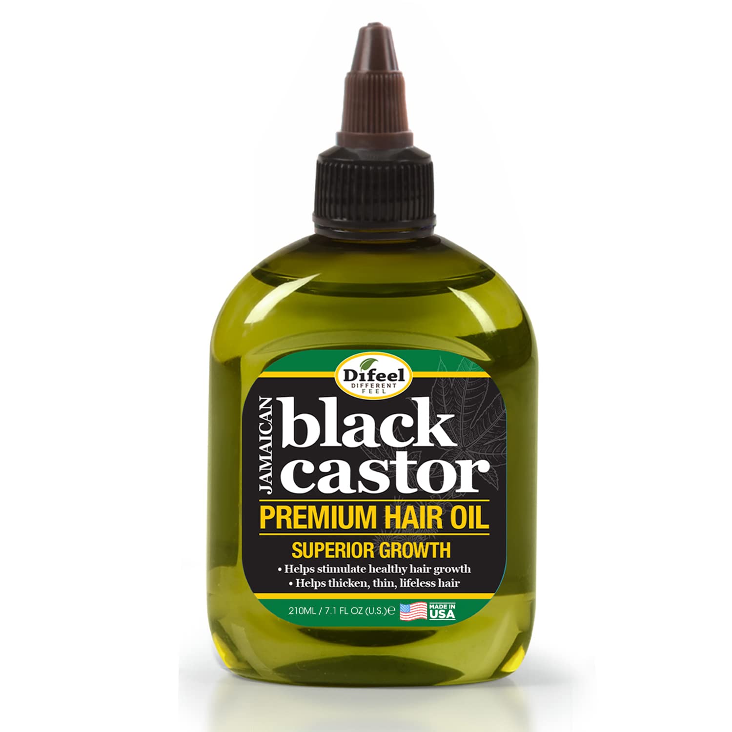 Difeel Superior Growth Jamaican Black Castor Oil bottle for scalp nourishment.