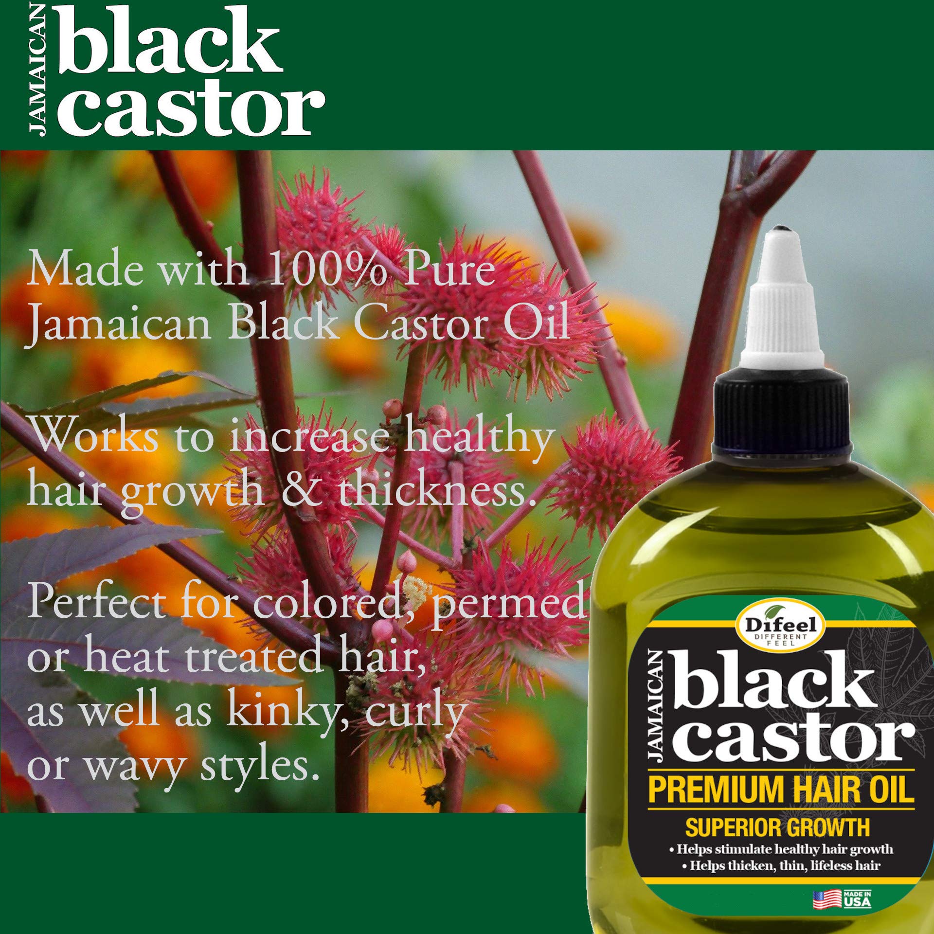 Difeel Superior Growth Jamaican Black Castor Oil dropper close-up for easy use.