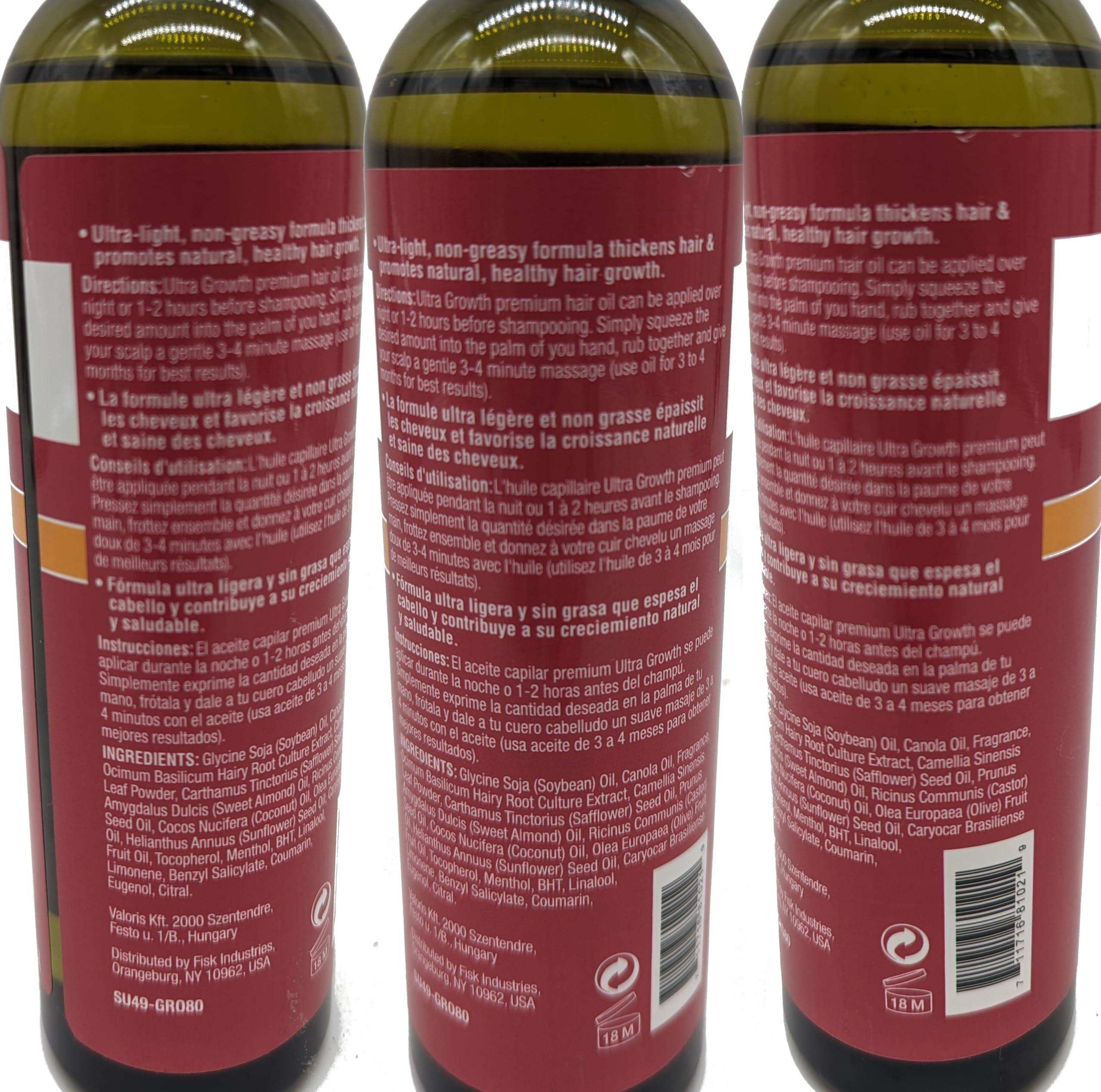 Difeel Ultra Growth routine with shampoo, conditioner, and oil for daily care
