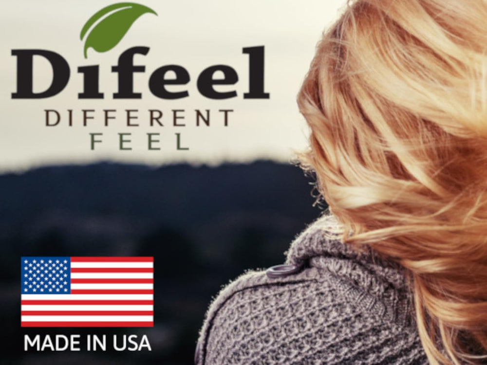 Difeel hair oil on shelf ready for routine use.