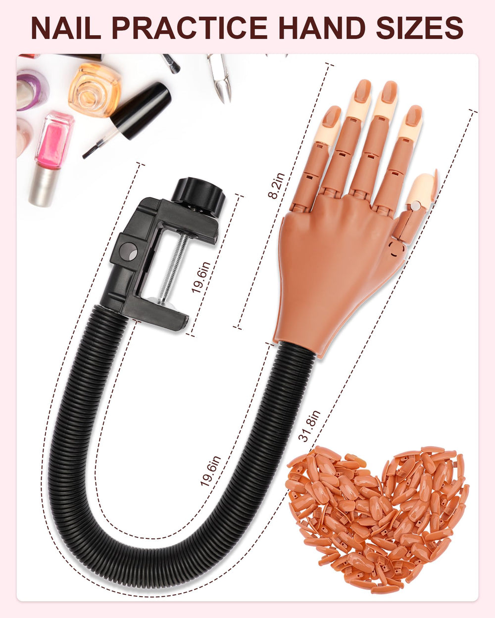 Difenni includes 200 nails for versatile nail art exercises.