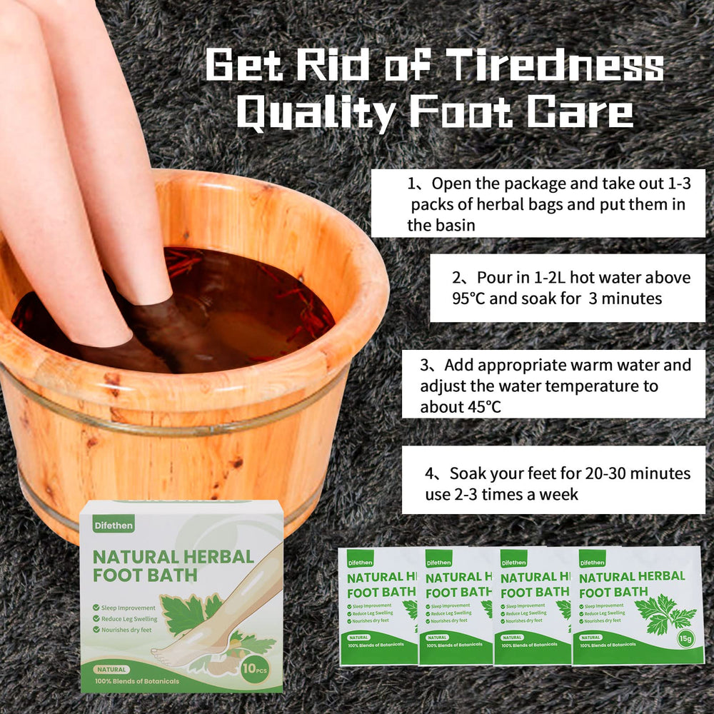Difethen easy-to-use steps show a quick, relaxing foot spa routine.