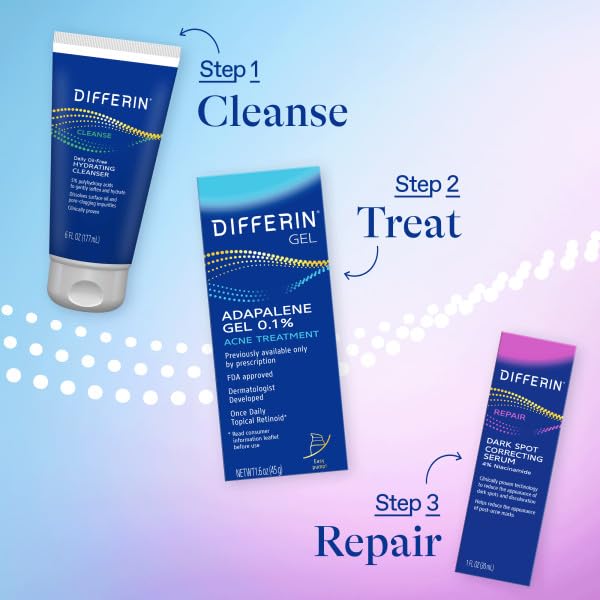 Apply Differin serum under makeup for a smooth, even base.