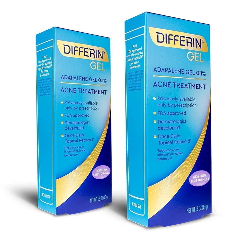 Differin gel 0-1-percent bottle close-up showing pore-targeted acne action
