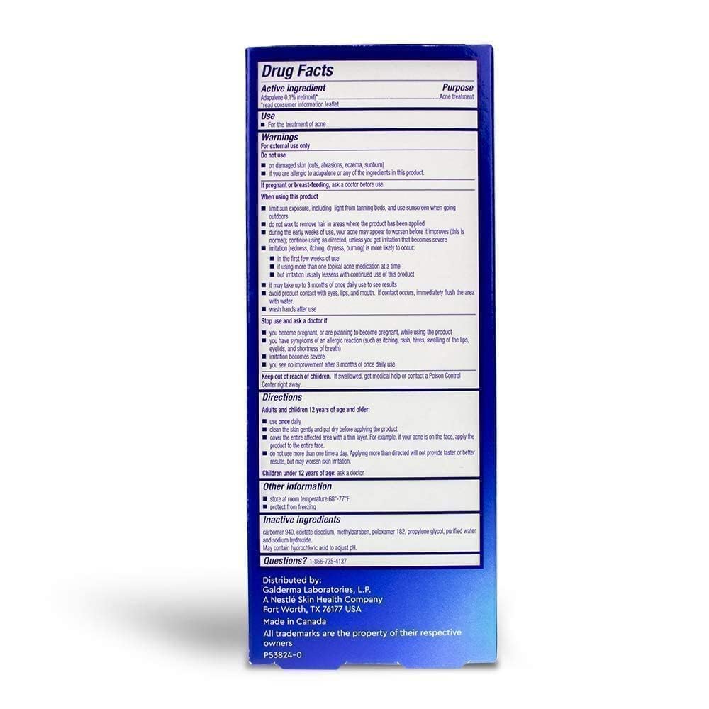 Differin gel 0-1-percent pores detail emphasizing deep pore treatment