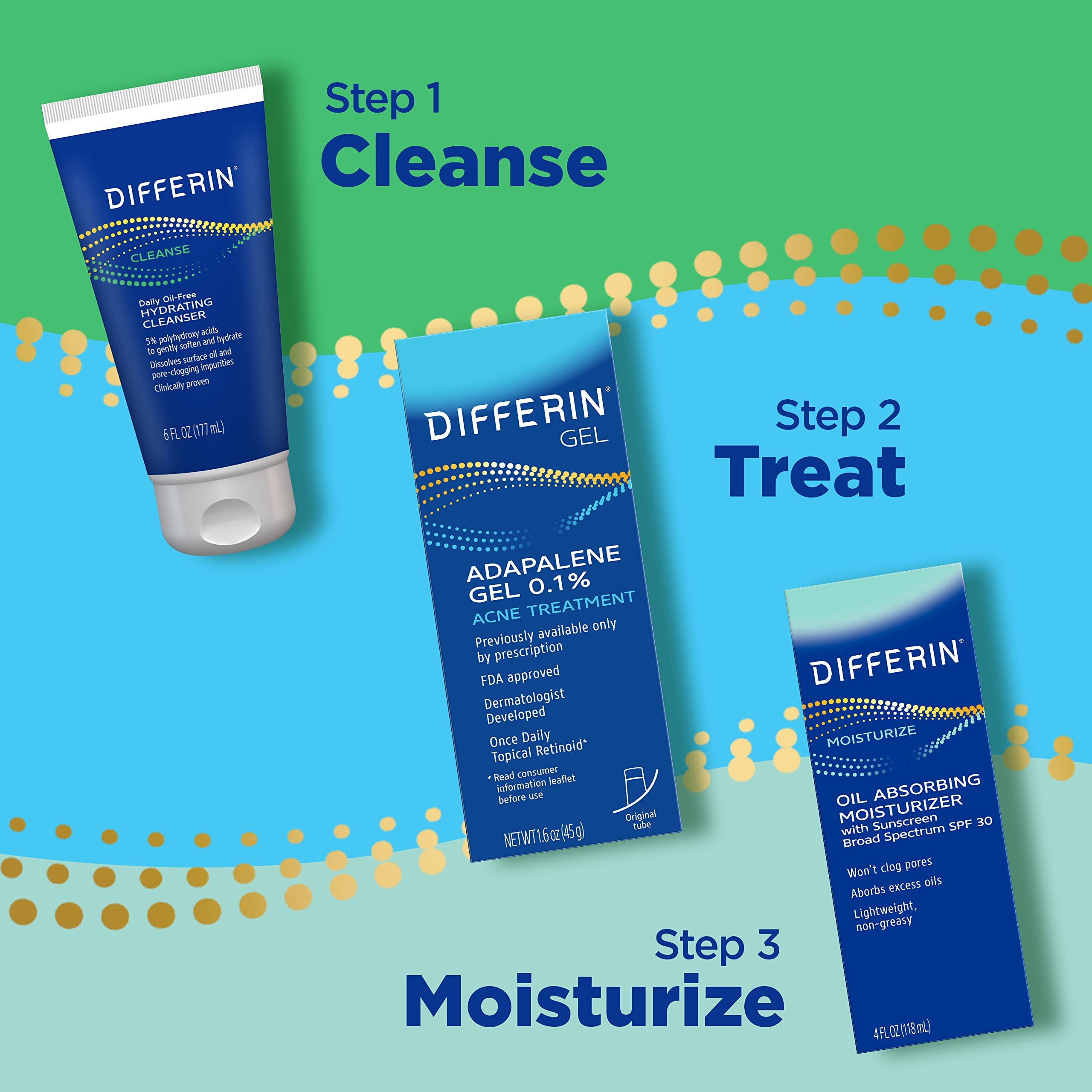 Differin SPF 30 pump bottle ready for easy daily application
