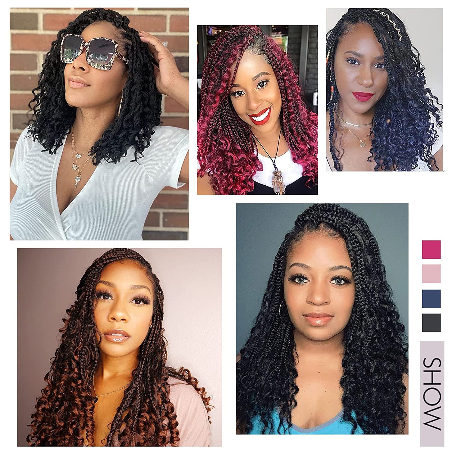 Diha 8-pack box braids kit with needles and beads for customization.