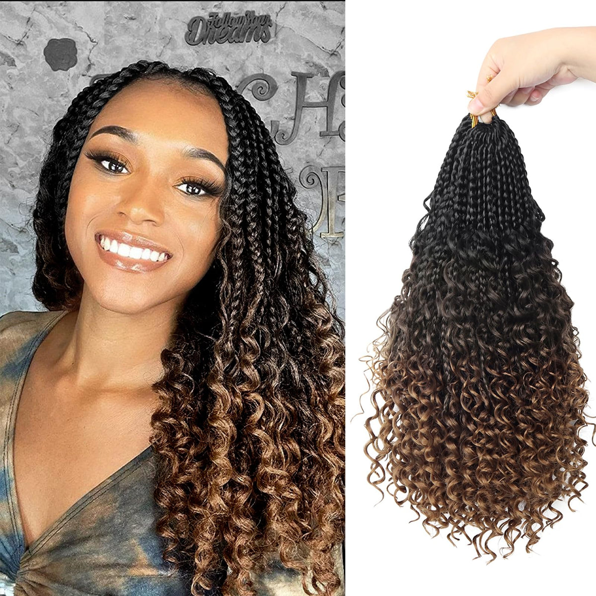 Diha Goddess Box Braids crochet hair with curly ends for a voluminous natural look.