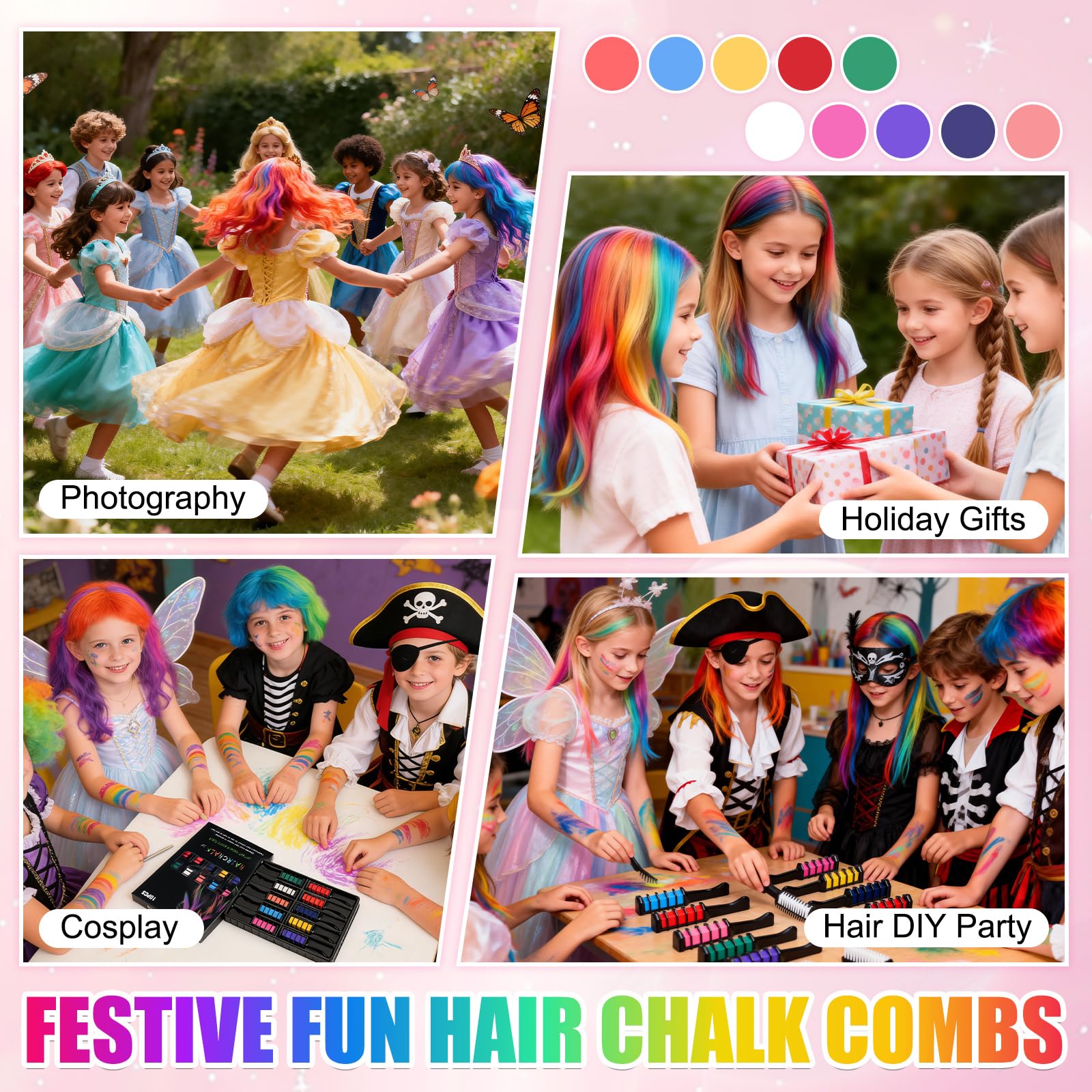 Diinou gift-ready hair chalk set for teenage girls.