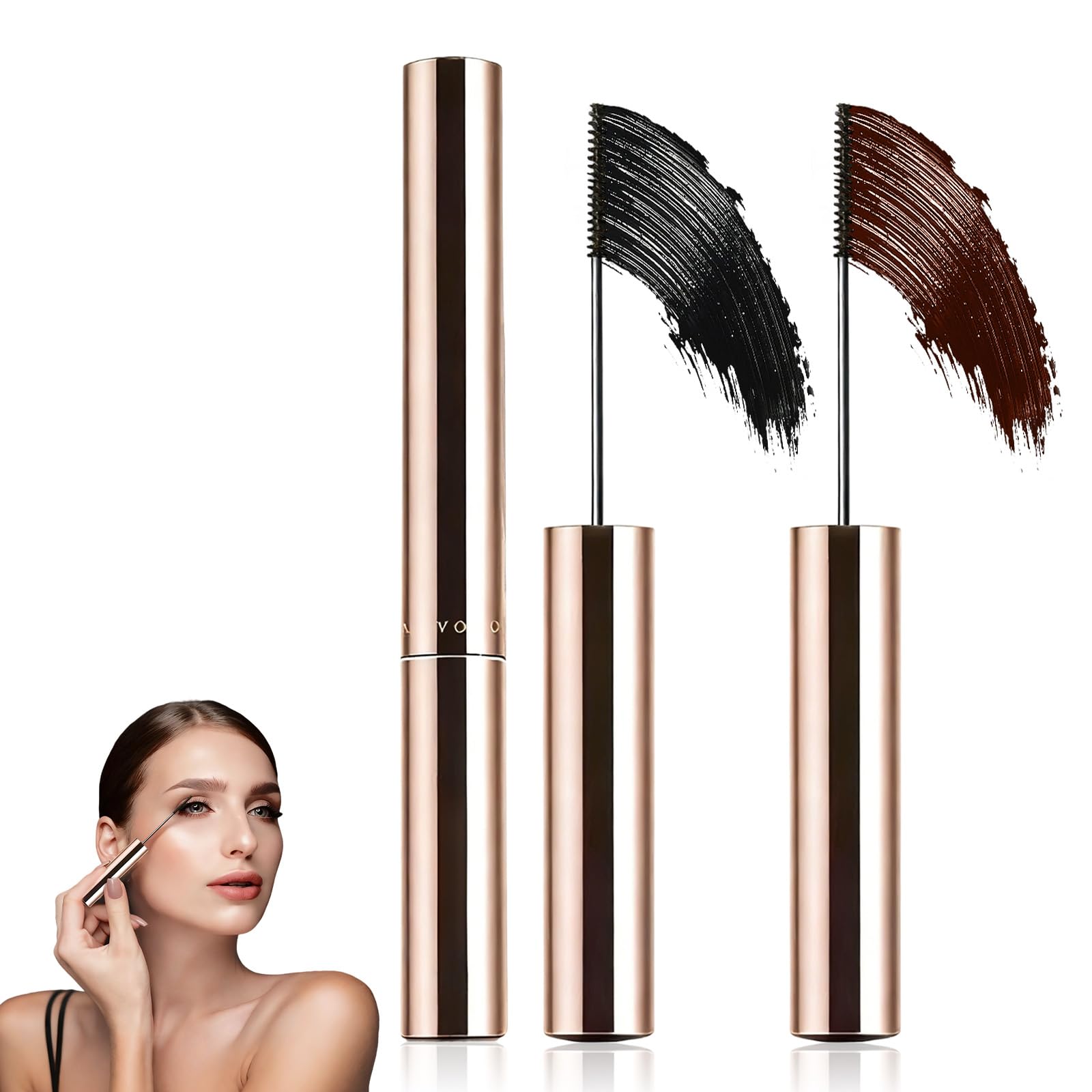 Diinou Ultra-Fine Lengthening mascara wand close-up showing precise lash coating