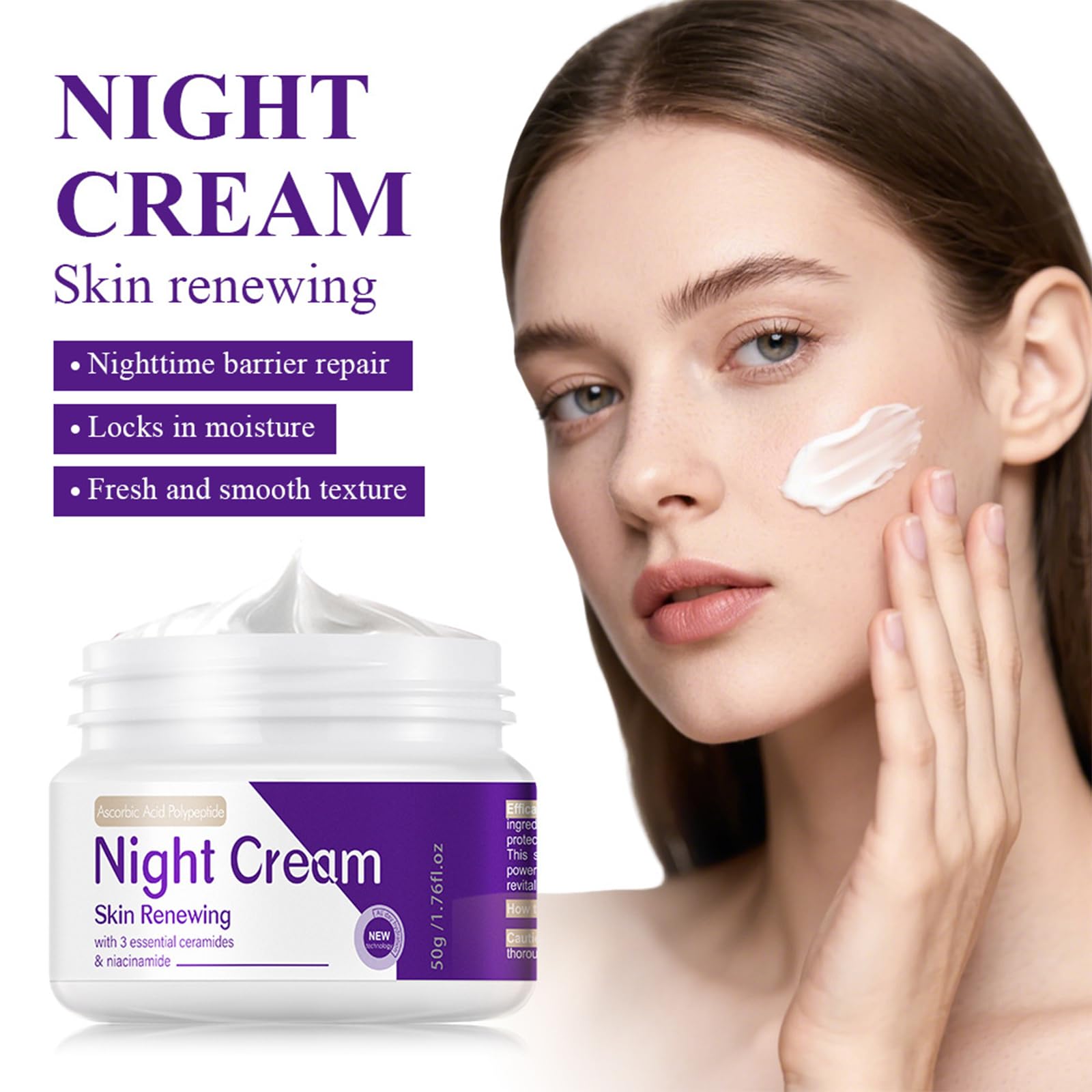 DIKAYI Night Cream jar closeup highlighting creamy texture for nightly moisture