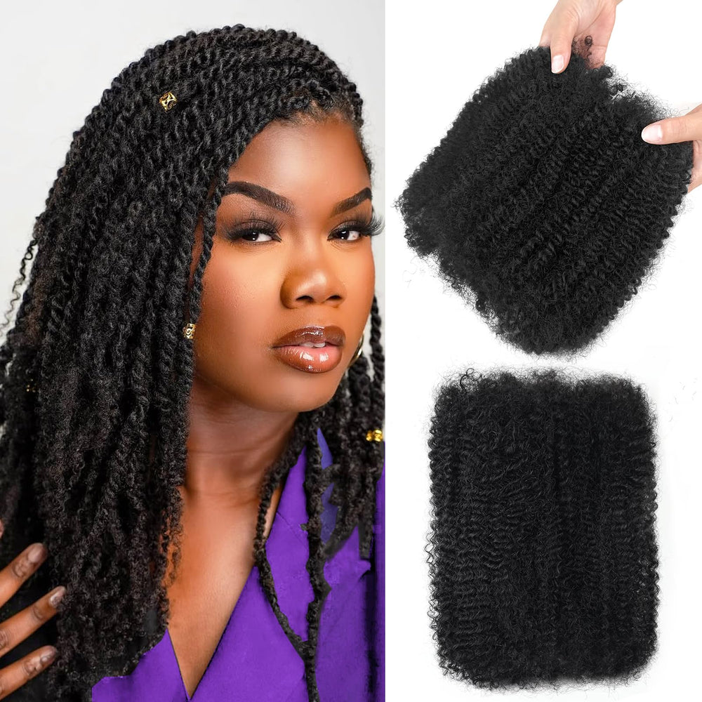 Dilekay Afro Kinkys bulk hair, 18-inch natural black front view—soft and natural blend.