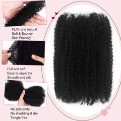 Dilekay Afro Kinkys bulk hair, 18-inch natural black side view—easy styling.