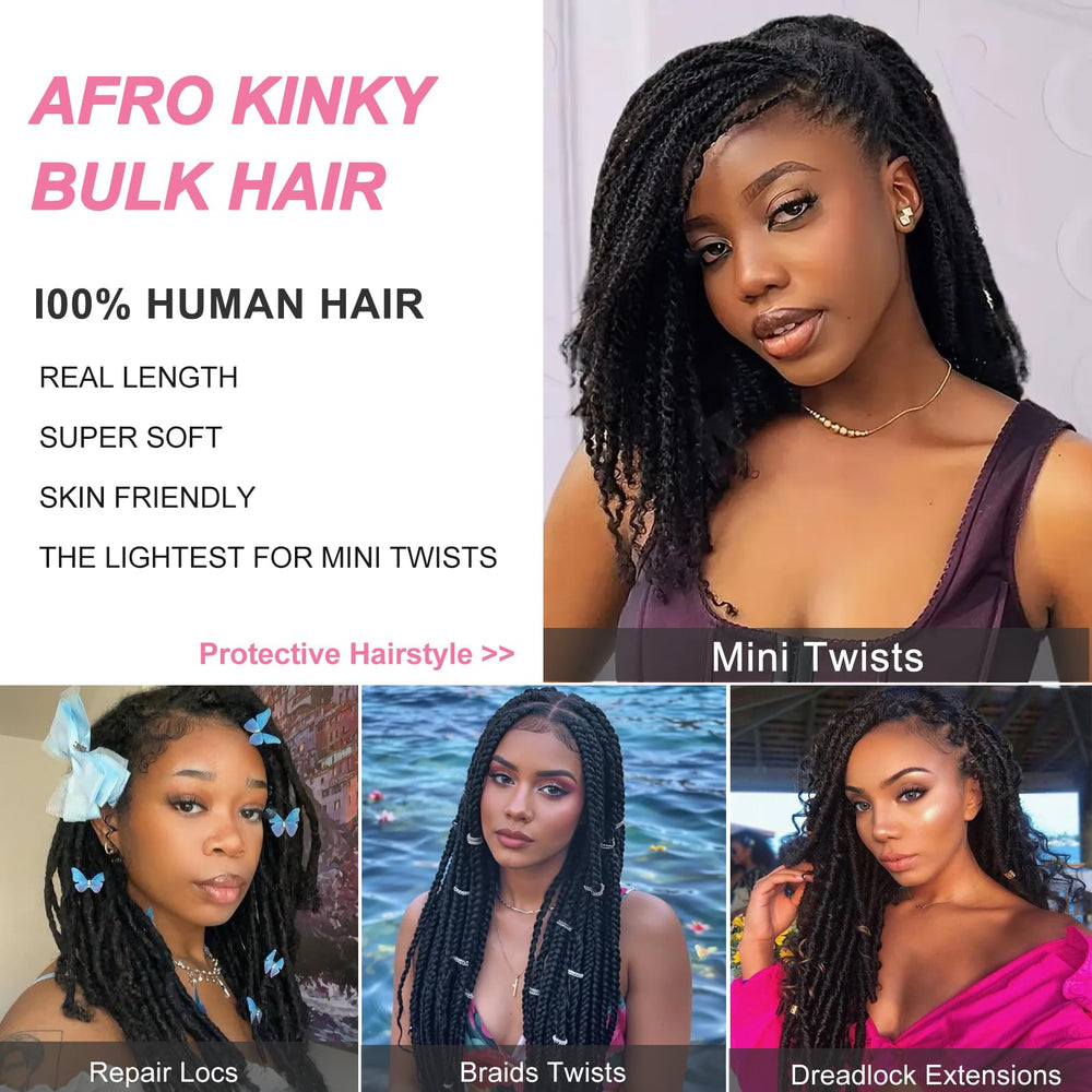 Dilekay Afro Kinkys bulk hair crochet hook included—quick installation.