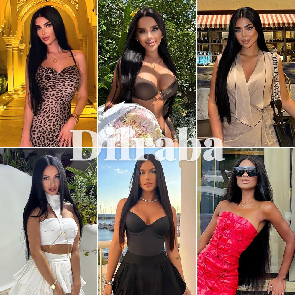 Dilraba natural black straight wig for versatile daily wear