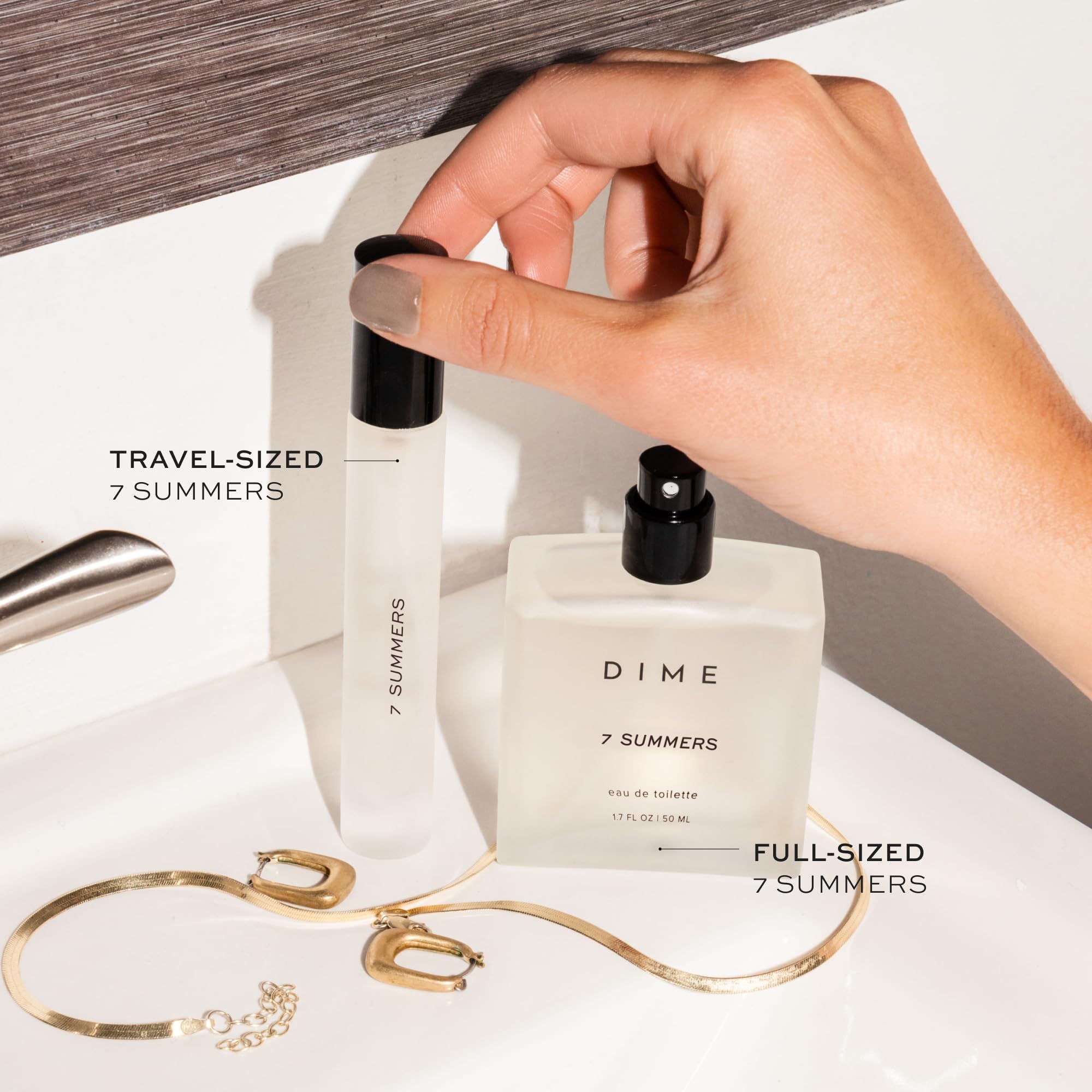 DIME Beauty 7 Summers travel spray label detail shows clean vegan formula