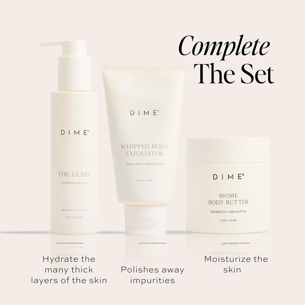 Key ingredients of DIME Biome Body Butter including shea and squalane