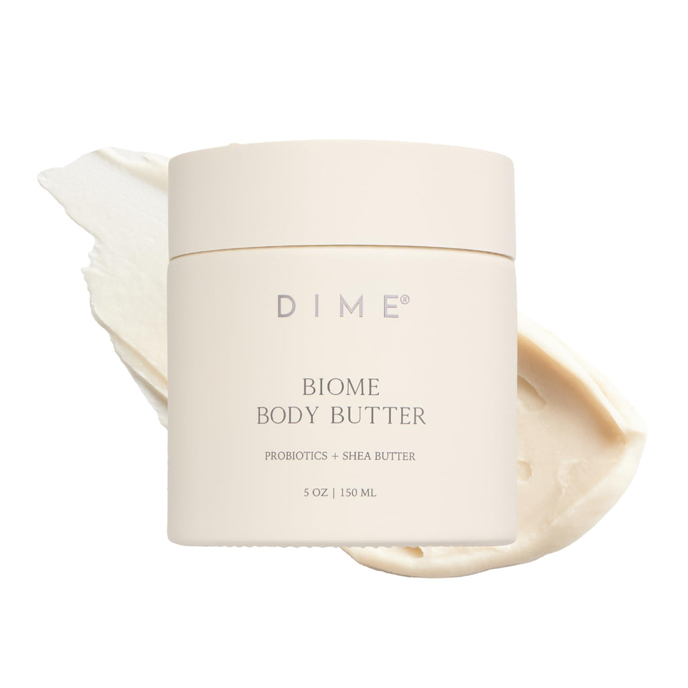 DIME Biome Body Butter packaging highlights sustainable design and cruelty-free branding