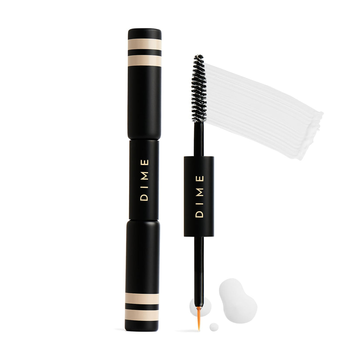 DIME Beauty Boost Duo lash serum bottle close-up with precise applicator for daily lash care