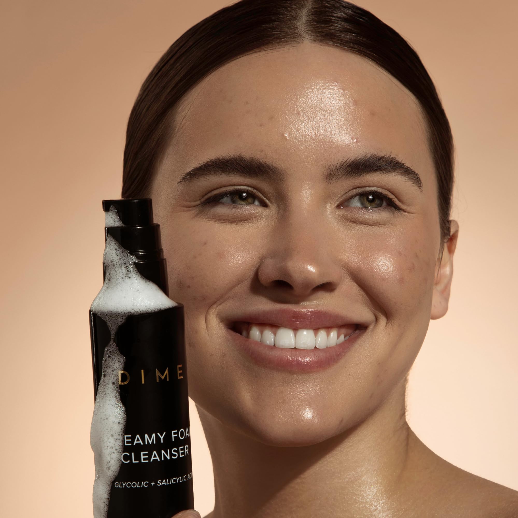 DIME Creamy Foam Cleanser application demonstrates simple daily cleansing.