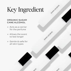 DIME Dans Les Bois scent profile visuals showing a sophisticated woody-floral blend.