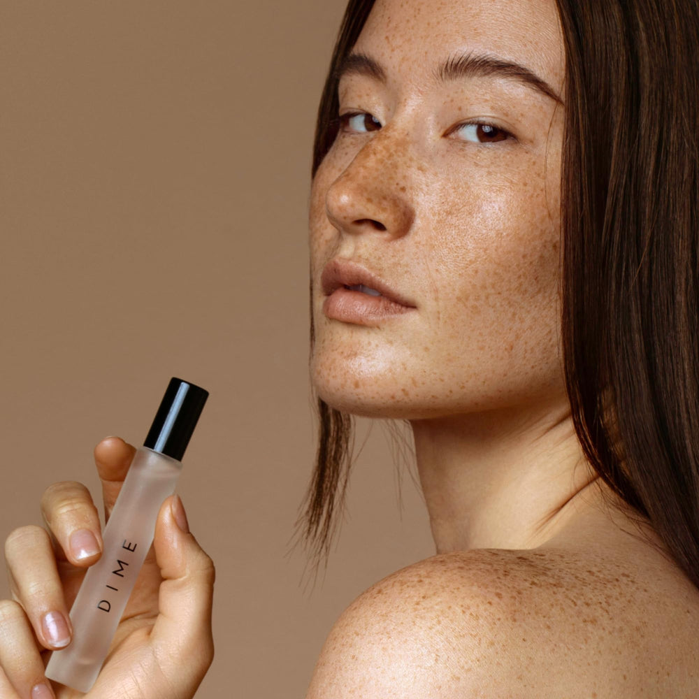 DIME Dans Les Bois top notes: saffron, almond, fir balsam for a fresh start.