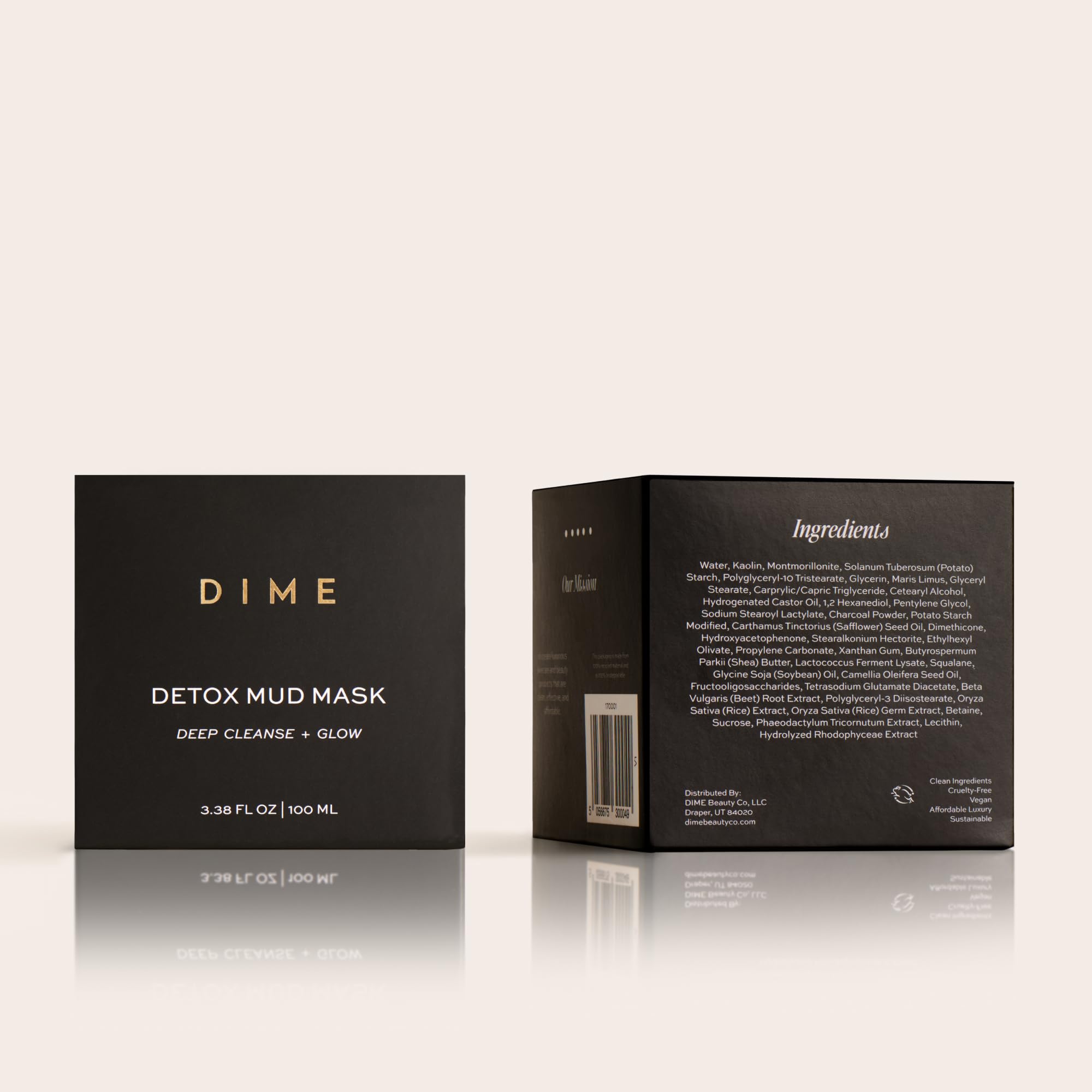 DIME Beauty Detox Mud Mask glow on cleansed skin after use.