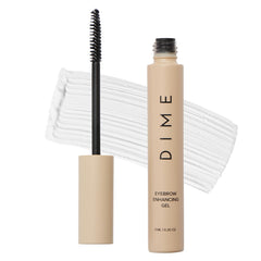 DIME Beauty Eyebrow Enhancing Gel bottle shows a clear formula for fuller brows.