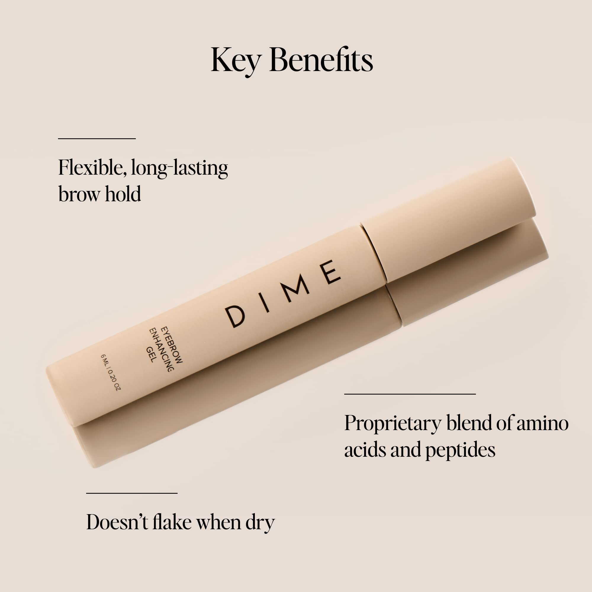 DIME Beauty Eyebrow Enhancing Gel brush enables precise brow grooming.