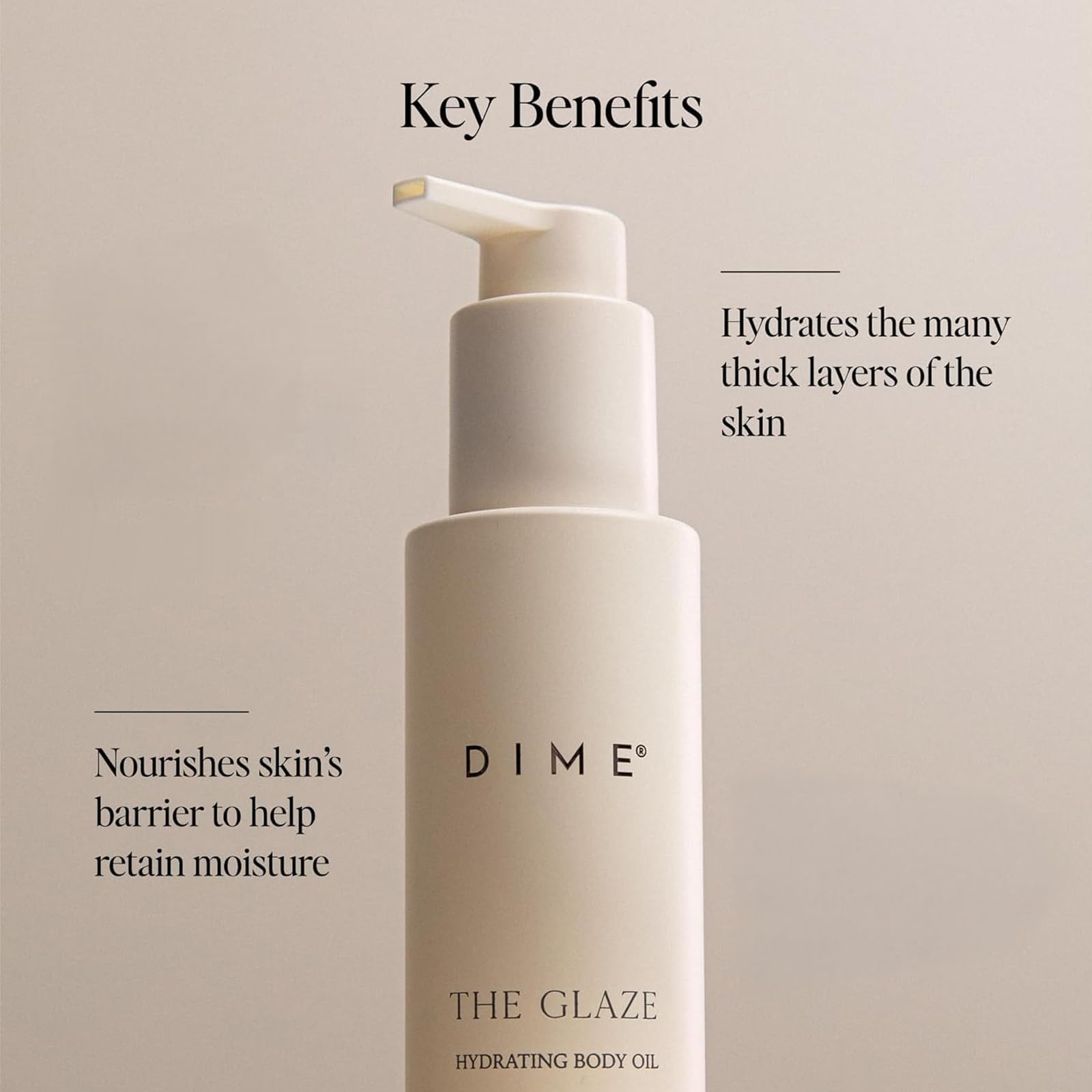 DIME Beauty Glaze Body Oil delivers a radiant glow on the skin after use.