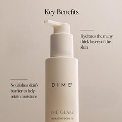 DIME Beauty Glaze Body Oil delivers a radiant glow on the skin after use.