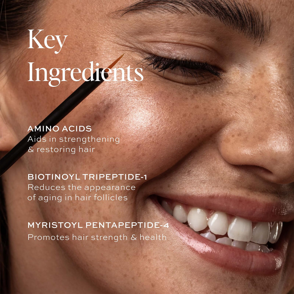 DIME Beauty ingredients collage showing proteins, biotin, and niacinamide for lash care.