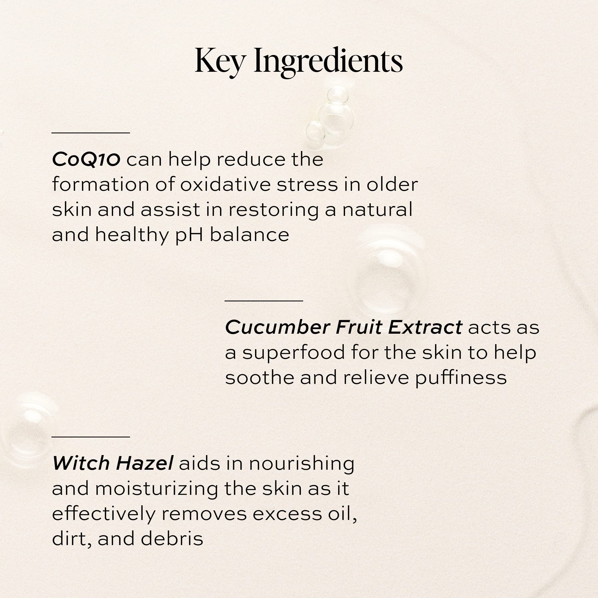 Cucumber extract in DIME toner delivering refreshing sensation