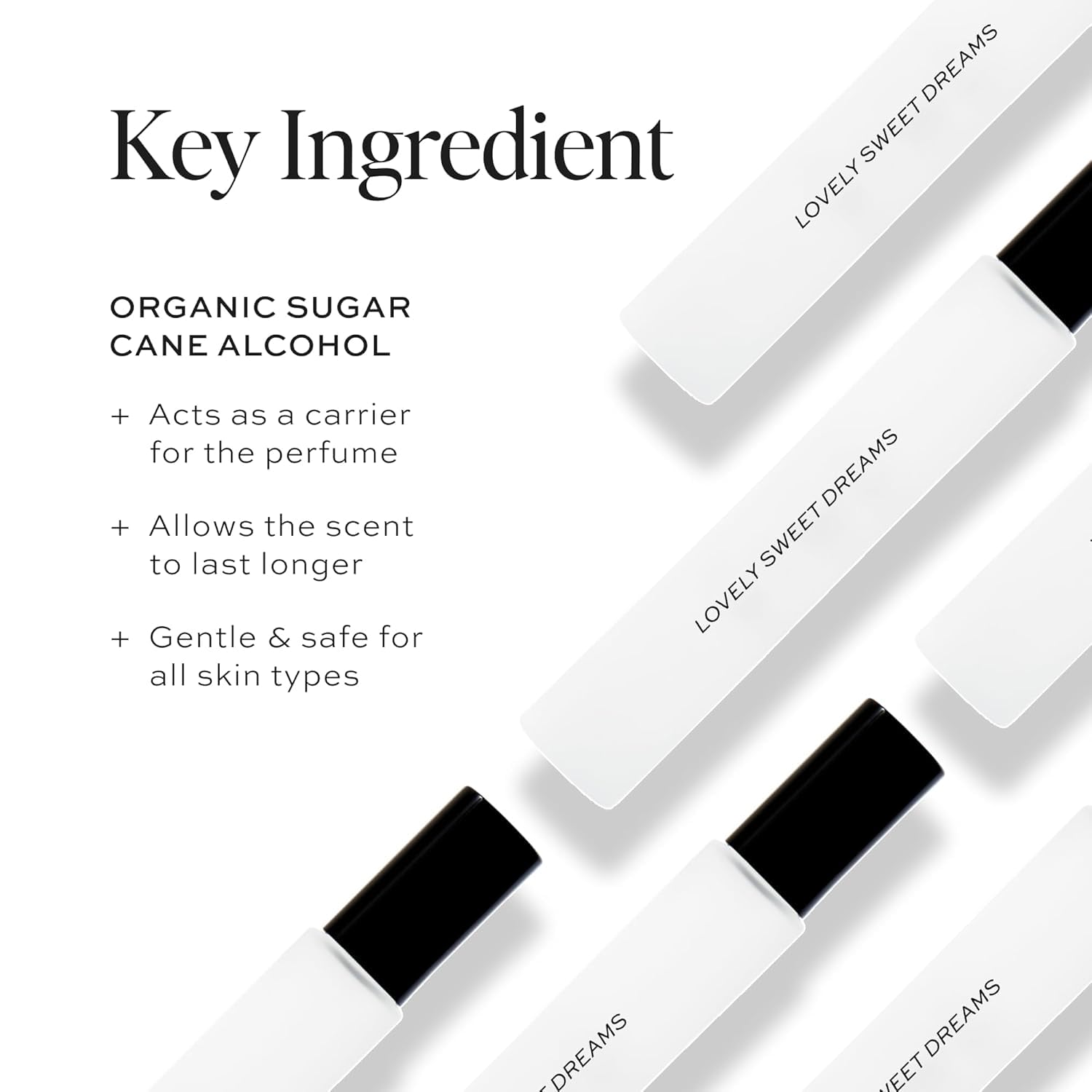 Creamy vanilla musk base notes giving warmth in DIME perfume.