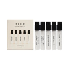 DIME Beauty perfume sampler box with five 2 ml vials ideal for home testing