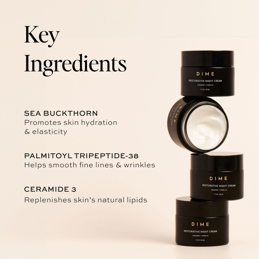 DIME Beauty Restorative Night Cream squalane and shea butter texture indicates luxurious moisture.