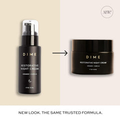 DIME Beauty Restorative Night Cream texture closeup shows silky hydration.