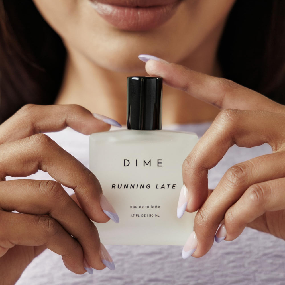 DIME Running Late perfume box presentation suitable for gifting