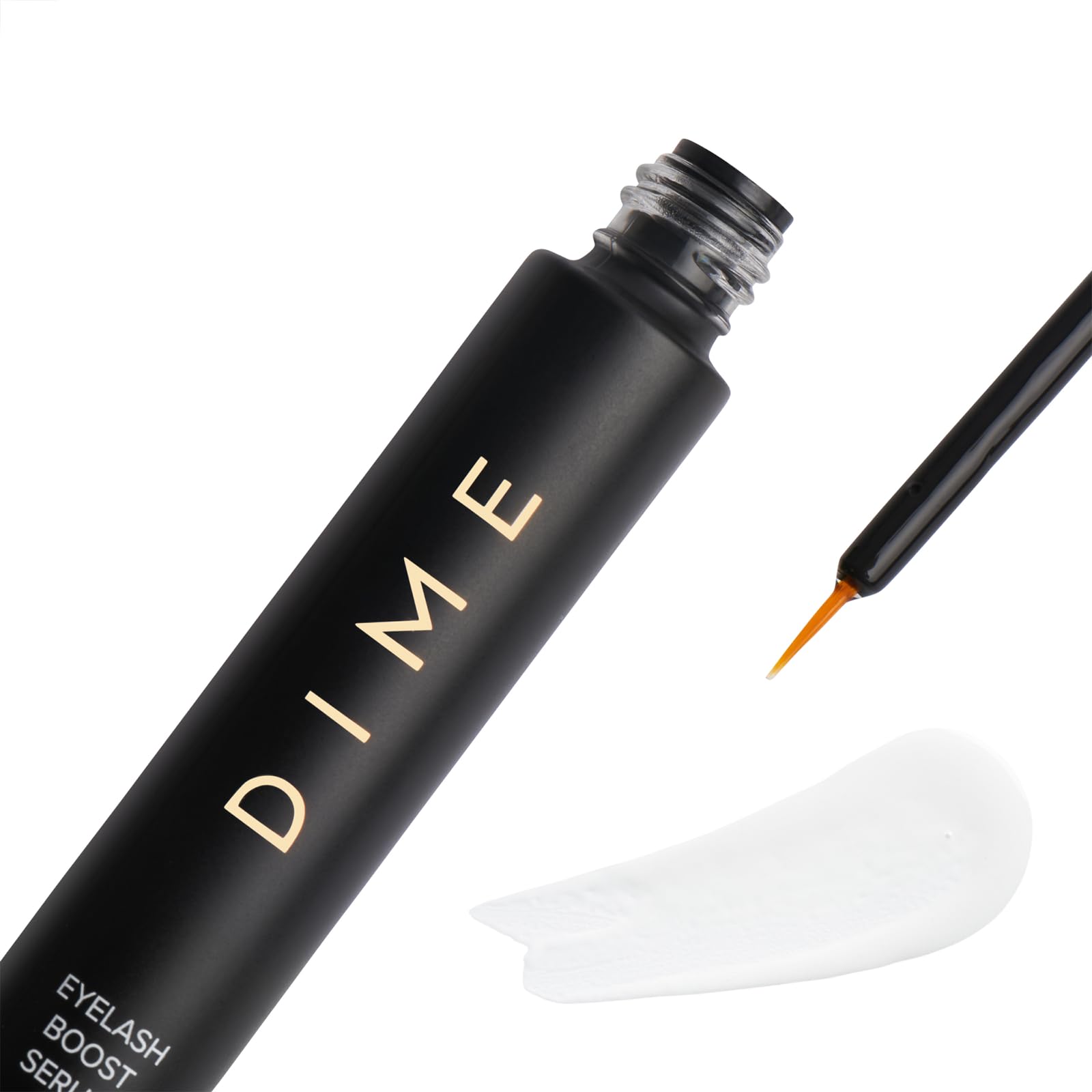 DIME Beauty serum dropper applying precise amount to lashes.