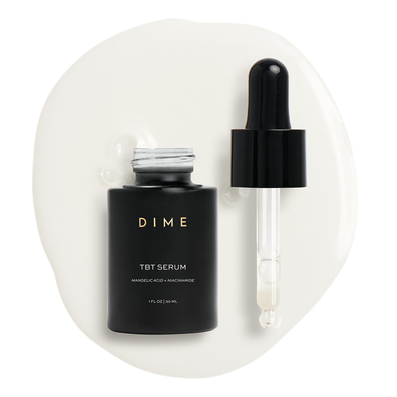 DIME Beauty TBT Serum bottle front view for hydrating anti-aging care.
