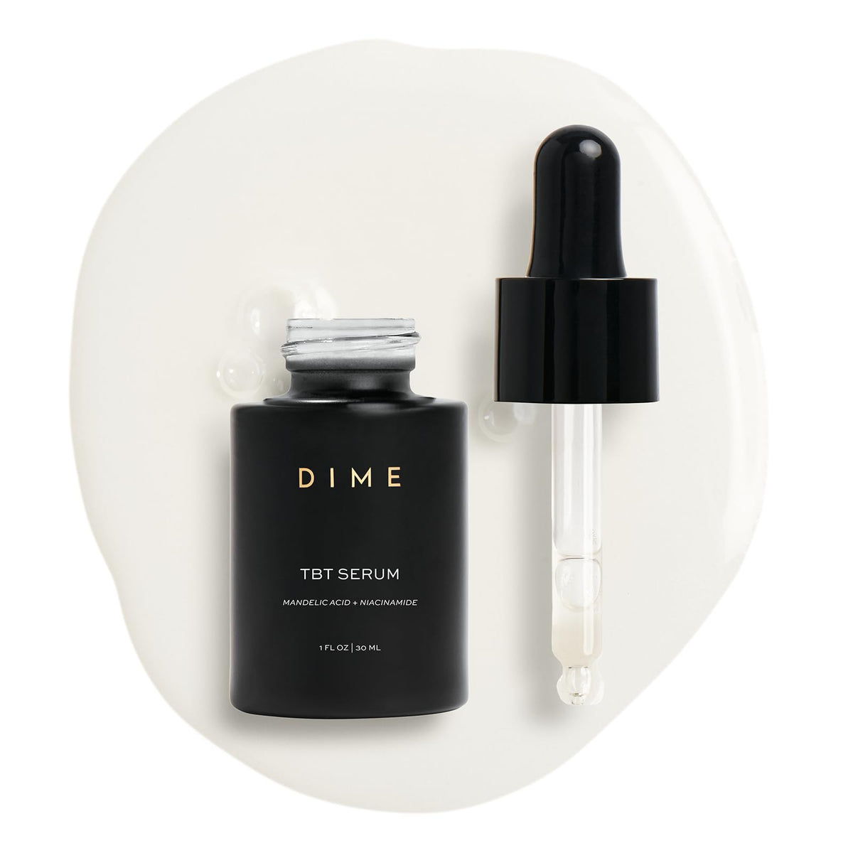 DIME Beauty TBT Serum bottle front view for hydrating anti-aging care.