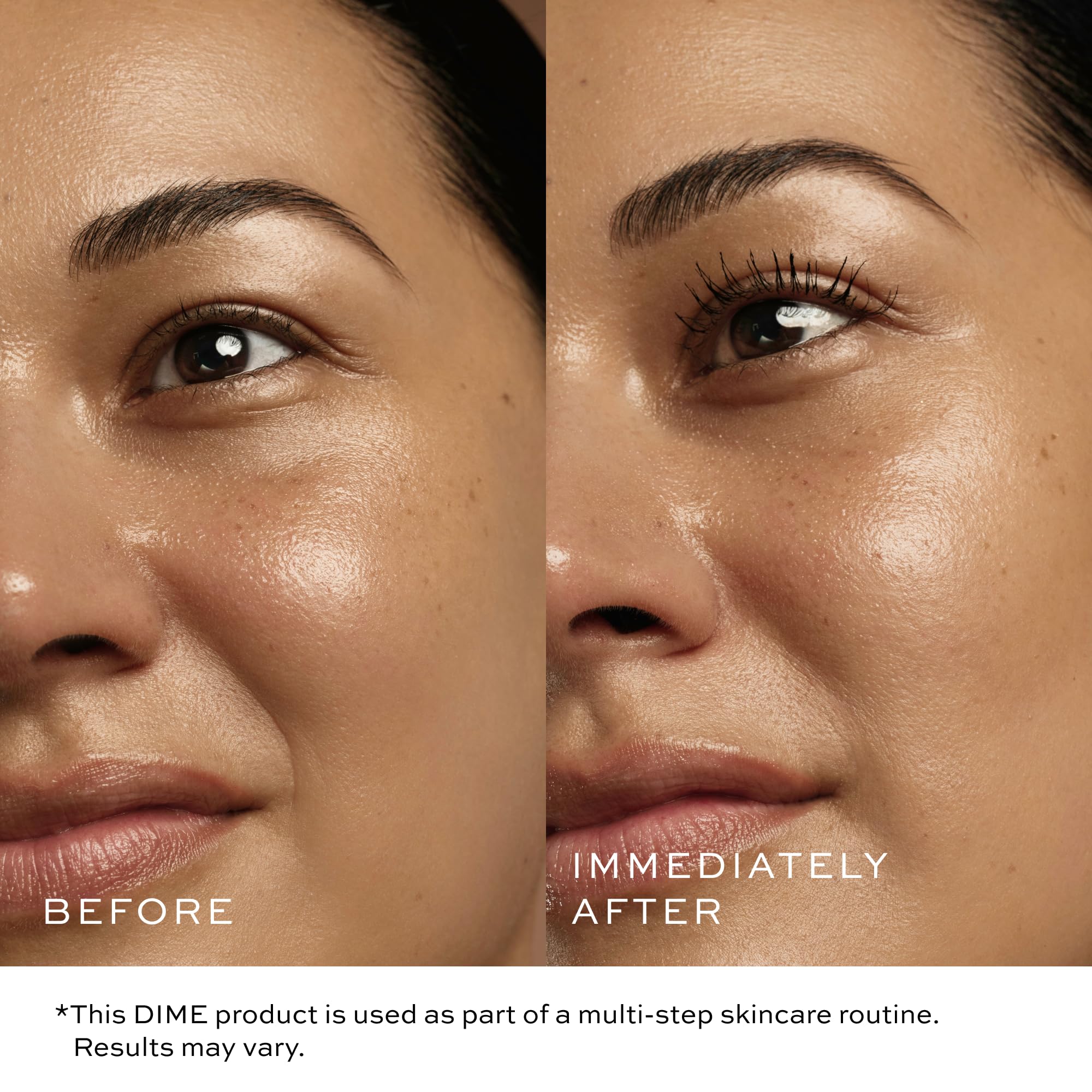 DIME Beauty Volume Mascara at the root lifts lashes for added definition.