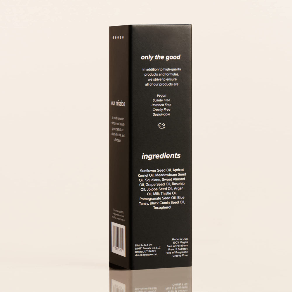 DIME Oil texture swirl conveys rich but fast-absorbing formula