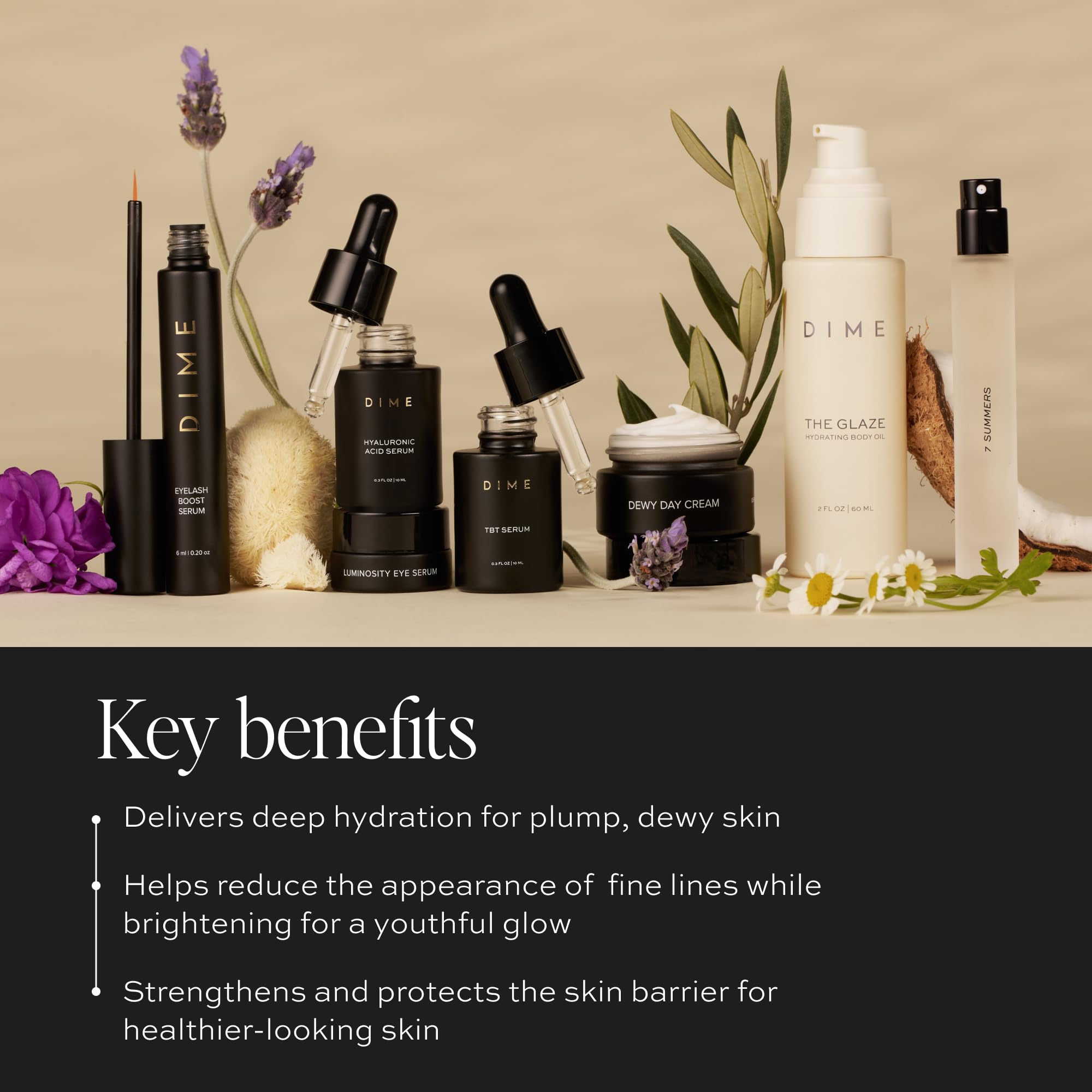 DIME Eyelash Boost Serum tube, a gentle lash care option without prostaglandins.