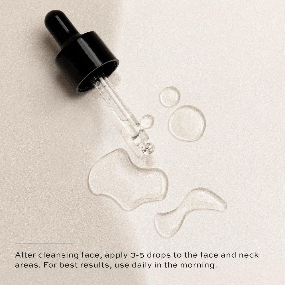 DIME Hyper Glow Serum in daylight glow suggesting hydrated, radiant morning skin