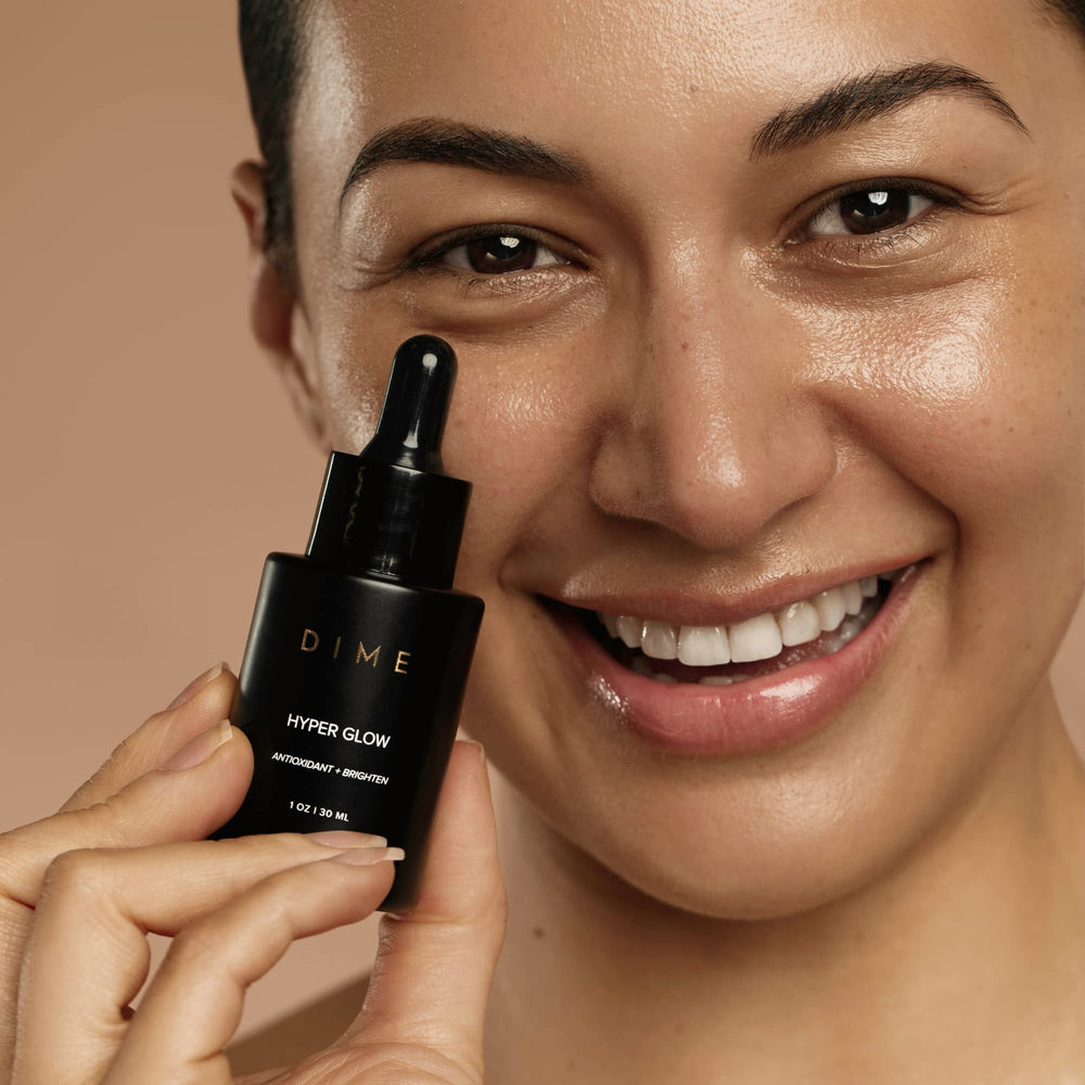 DIME Hyper Glow Serum packaging showcases sustainable, eco-friendly design