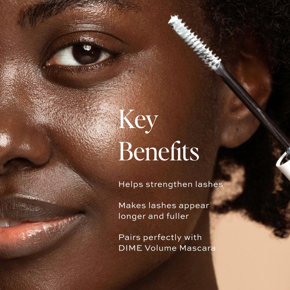 DIME Lash Primer brush applying primer to lashes for smooth, even coating