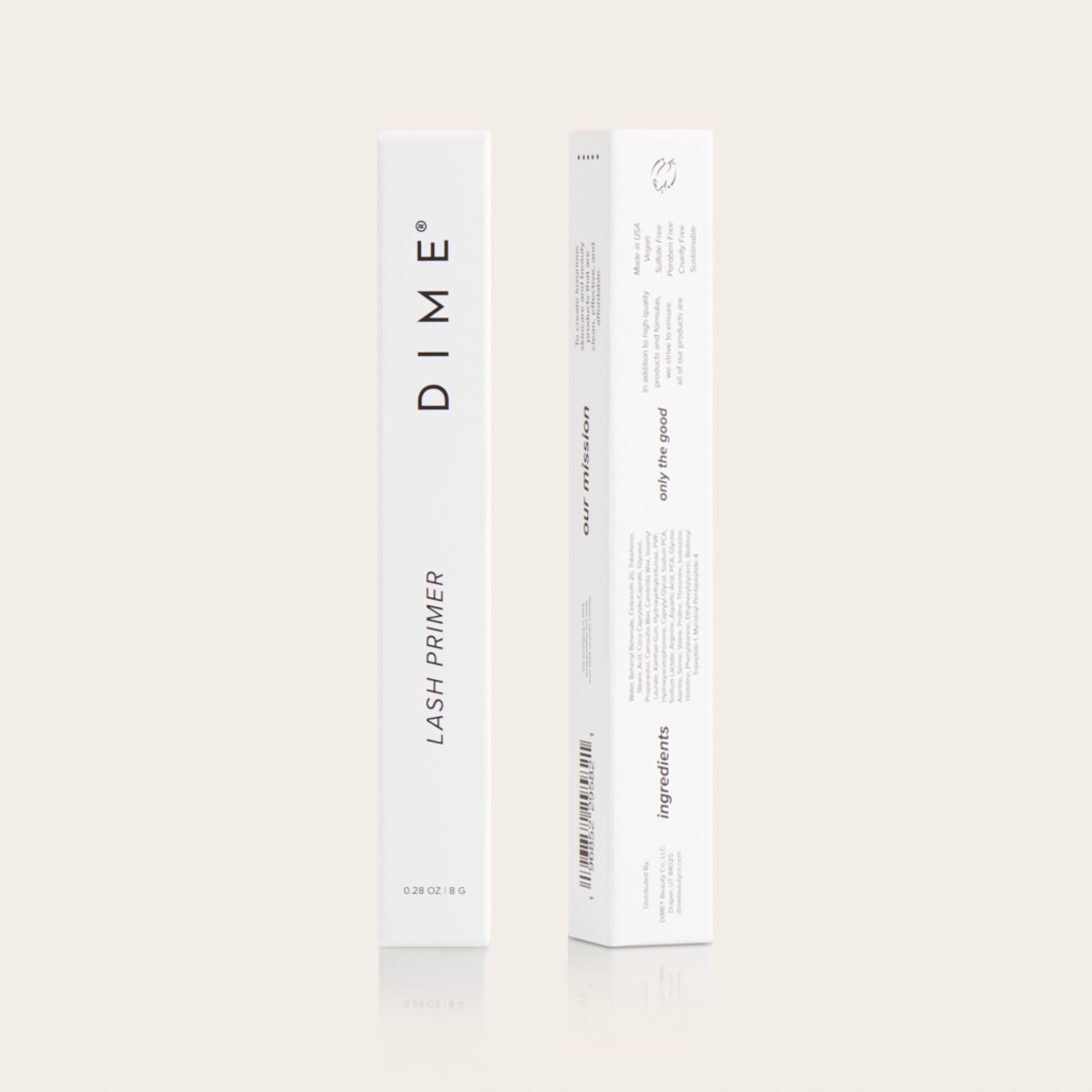 DIME Lash Primer ingredients list highlights peptide and amino acids