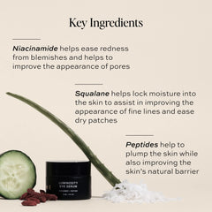 DIME Luminosity Eye Serum goji berry highlight for antioxidant-rich brightness.